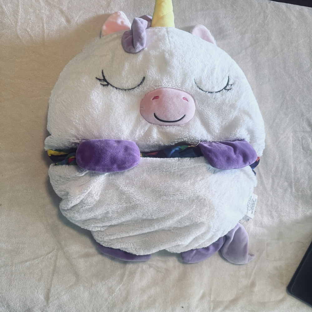 Happy‎ Nappers Sleeping Bag Kids Play Pillow Soft Rainbow Unicorn Plush